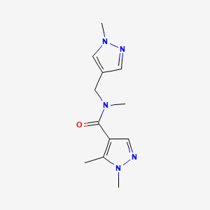 molecular formula C12H17N5O B7459472 N,1,5-trimethyl-N-[(1-methylpyrazol-4-yl)methyl]pyrazole-4-carboxamide 