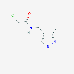 molecular formula C8H12ClN3O B7459476 2-chloro-N-[(1,3-dimethylpyrazol-4-yl)methyl]acetamide 