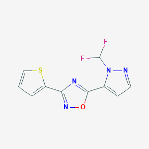 molecular formula C10H6F2N4OS B7459489 5-[1-(difluoromethyl)-1H-pyrazol-5-yl]-3-(thiophen-2-yl)-1,2,4-oxadiazole 