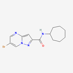 molecular formula C14H17BrN4O B7459500 6-bromo-N-cycloheptylpyrazolo[1,5-a]pyrimidine-2-carboxamide 