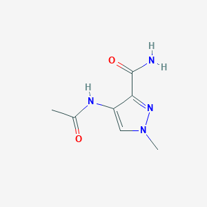 molecular formula C7H10N4O2 B7459507 4-(acetylamino)-1-methyl-1H-pyrazole-3-carboxamide 