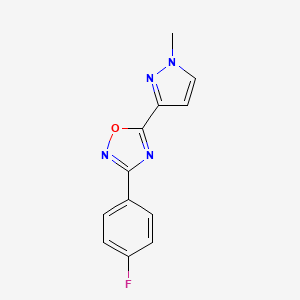 molecular formula C12H9FN4O B7459508 3-(4-fluorophenyl)-5-(1-methyl-1H-pyrazol-3-yl)-1,2,4-oxadiazole 