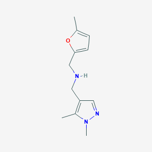 molecular formula C12H17N3O B7459526 N-[(1,5-dimethylpyrazol-4-yl)methyl]-1-(5-methylfuran-2-yl)methanamine 
