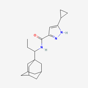 molecular formula C20H29N3O B7459535 5-cyclopropyl-N-[1-(tricyclo[3.3.1.1~3,7~]dec-1-yl)propyl]-1H-pyrazole-3-carboxamide 