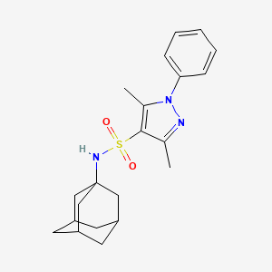 molecular formula C21H27N3O2S B7459542 N-(1-adamantyl)-3,5-dimethyl-1-phenylpyrazole-4-sulfonamide 