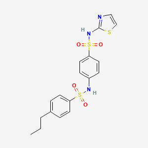 molecular formula C18H19N3O4S3 B7459632 4-propyl-N-[4-(1,3-thiazol-2-ylsulfamoyl)phenyl]benzenesulfonamide 