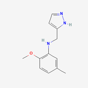 molecular formula C12H15N3O B7459639 2-methoxy-5-methyl-N-(1H-pyrazol-5-ylmethyl)aniline 