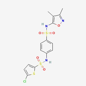 molecular formula C15H14ClN3O5S3 B7459647 5-chloro-N-[4-[(3,4-dimethyl-1,2-oxazol-5-yl)sulfamoyl]phenyl]thiophene-2-sulfonamide 
