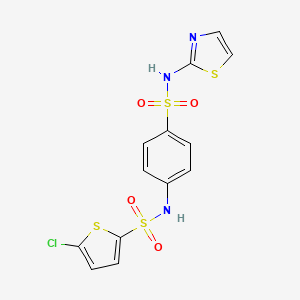 molecular formula C13H10ClN3O4S4 B7459660 5-chloro-N-[4-(1,3-thiazol-2-ylsulfamoyl)phenyl]thiophene-2-sulfonamide 