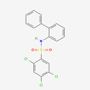 molecular formula C18H12Cl3NO2S B7459670 2,4,5-trichloro-N-(2-phenylphenyl)benzenesulfonamide 