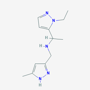 molecular formula C12H19N5 B7459677 1-(2-ethylpyrazol-3-yl)-N-[(5-methyl-1H-pyrazol-3-yl)methyl]ethanamine 