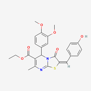 molecular formula C25H24N2O6S B7459692 ethyl (2E)-5-(3,4-dimethoxyphenyl)-2-[(4-hydroxyphenyl)methylidene]-7-methyl-3-oxo-5H-[1,3]thiazolo[3,2-a]pyrimidine-6-carboxylate 