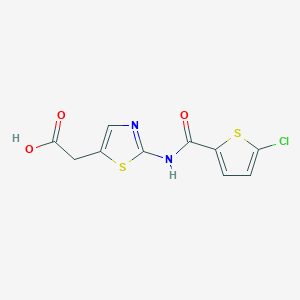 molecular formula C10H7ClN2O3S2 B7459722 2-[2-[(5-Chlorothiophene-2-carbonyl)amino]-1,3-thiazol-5-yl]acetic acid 