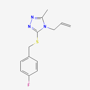 molecular formula C13H14FN3S B7459746 3-[(4-Fluorophenyl)methylsulfanyl]-5-methyl-4-prop-2-enyl-1,2,4-triazole 
