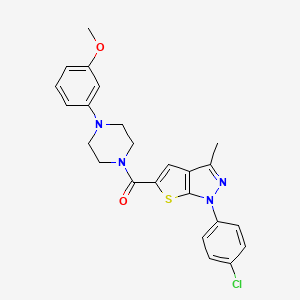 molecular formula C24H23ClN4O2S B7459841 [1-(4-Chlorophenyl)-3-methylthieno[2,3-c]pyrazol-5-yl]-[4-(3-methoxyphenyl)piperazin-1-yl]methanone 