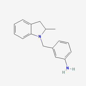 molecular formula C16H18N2 B7460000 3-[(2-Methyl-2,3-dihydroindol-1-yl)methyl]aniline 