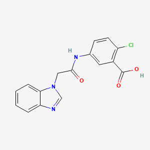 molecular formula C16H12ClN3O3 B7460004 5-[[2-(Benzimidazol-1-yl)acetyl]amino]-2-chlorobenzoic acid 