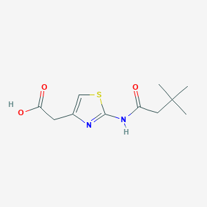 molecular formula C11H16N2O3S B7460095 2-[2-(3,3-Dimethylbutanoylamino)-1,3-thiazol-4-yl]acetic acid 