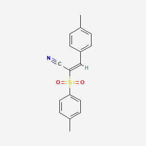 molecular formula C17H15NO2S B7460168 (E)-3-(4-methylphenyl)-2-(4-methylphenyl)sulfonylprop-2-enenitrile 