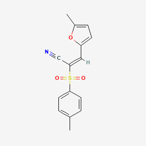 molecular formula C15H13NO3S B7460178 (E)-3-(5-methylfuran-2-yl)-2-(4-methylphenyl)sulfonylprop-2-enenitrile 