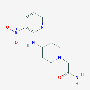 molecular formula C12H17N5O3 B7460273 2-[4-[(3-Nitropyridin-2-yl)amino]piperidin-1-yl]acetamide 