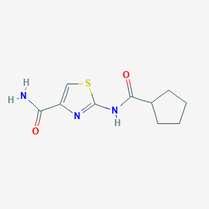 molecular formula C10H13N3O2S B7460280 2-(Cyclopentanecarbonylamino)-1,3-thiazole-4-carboxamide 