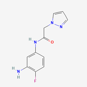 molecular formula C11H11FN4O B7460287 N-(3-amino-4-fluorophenyl)-2-pyrazol-1-ylacetamide 