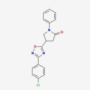 molecular formula C18H14ClN3O2 B7460314 4-[3-(4-Chlorophenyl)-1,2,4-oxadiazol-5-yl]-1-phenyl-2-pyrrolidinone 