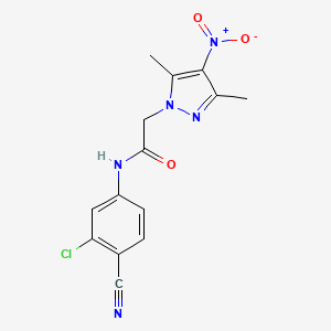 molecular formula C14H12ClN5O3 B7460330 N-(3-chloro-4-cyanophenyl)-2-(3,5-dimethyl-4-nitropyrazol-1-yl)acetamide 