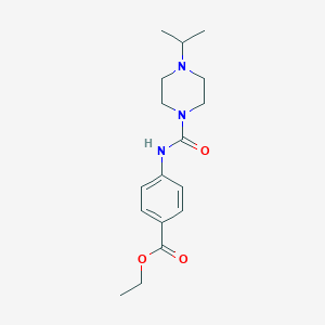 molecular formula C17H25N3O3 B7460606 Ethyl 4-[(4-propan-2-ylpiperazine-1-carbonyl)amino]benzoate 