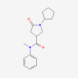 molecular formula C17H22N2O2 B7460649 1-cyclopentyl-N-methyl-5-oxo-N-phenylpyrrolidine-3-carboxamide 