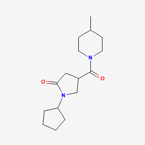 molecular formula C16H26N2O2 B7460661 1-Cyclopentyl-4-(4-methylpiperidine-1-carbonyl)pyrrolidin-2-one 