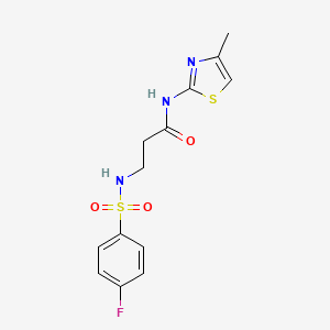 molecular formula C13H14FN3O3S2 B7460668 3-[(4-fluorophenyl)sulfonylamino]-N-(4-methyl-1,3-thiazol-2-yl)propanamide 