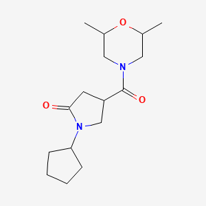 molecular formula C16H26N2O3 B7460684 1-Cyclopentyl-4-(2,6-dimethylmorpholine-4-carbonyl)pyrrolidin-2-one 