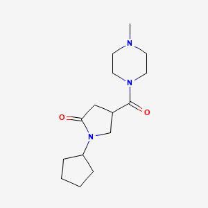 molecular formula C15H25N3O2 B7460699 1-Cyclopentyl-4-(4-methylpiperazine-1-carbonyl)pyrrolidin-2-one 