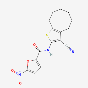 molecular formula C16H15N3O4S B7460731 N-(3-cyano-4,5,6,7,8,9-hexahydrocycloocta[b]thiophen-2-yl)-5-nitrofuran-2-carboxamide 