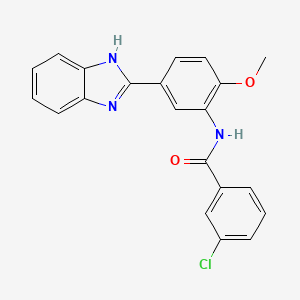 molecular formula C21H16ClN3O2 B7460743 N-[5-(1H-benzimidazol-2-yl)-2-methoxyphenyl]-3-chlorobenzamide 