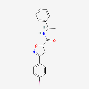 molecular formula C18H17FN2O2 B7460793 3-(4-fluorophenyl)-N-(1-phenylethyl)-4,5-dihydroisoxazole-5-carboxamide 
