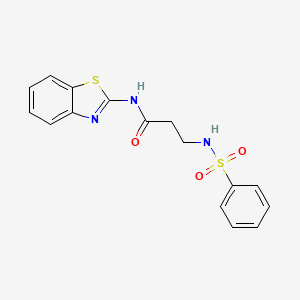 molecular formula C16H15N3O3S2 B7460903 3-(benzenesulfonamido)-N-(1,3-benzothiazol-2-yl)propanamide 