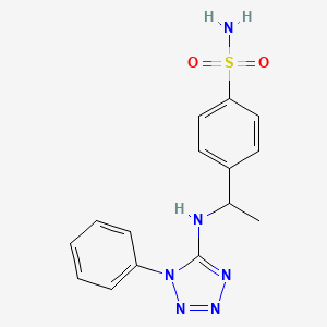 molecular formula C15H16N6O2S B7460993 4-[1-[(1-Phenyltetrazol-5-yl)amino]ethyl]benzenesulfonamide 