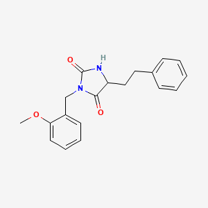 molecular formula C19H20N2O3 B7461006 3-[(2-Methoxyphenyl)methyl]-5-(2-phenylethyl)imidazolidine-2,4-dione 