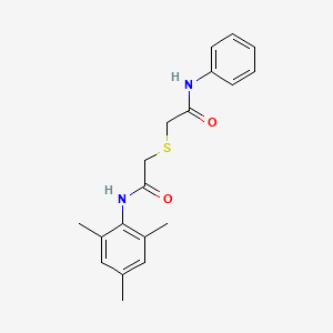 molecular formula C19H22N2O2S B7461031 2-[2-oxo-2-(2,4,6-trimethylanilino)ethyl]sulfanyl-N-phenylacetamide 