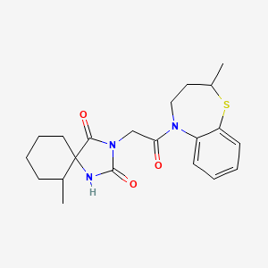 molecular formula C21H27N3O3S B7461039 6-methyl-3-[2-(2-methyl-3,4-dihydro-2H-1,5-benzothiazepin-5-yl)-2-oxoethyl]-1,3-diazaspiro[4.5]decane-2,4-dione 