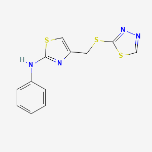 molecular formula C12H10N4S3 B7461095 N-phenyl-4-(1,3,4-thiadiazol-2-ylsulfanylmethyl)-1,3-thiazol-2-amine 