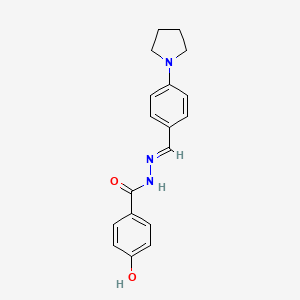 4-hydroxy-N-[(E)-(4-pyrrolidin-1-ylphenyl)methylideneamino]benzamide