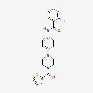 molecular formula C22H20IN3O2S B7461163 2-iodo-N-{4-[4-(thiophen-2-ylcarbonyl)piperazin-1-yl]phenyl}benzamide 
