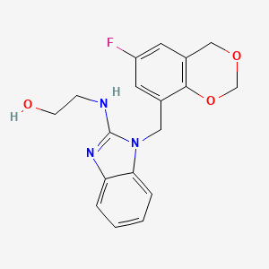 molecular formula C18H18FN3O3 B7461175 2-[[1-[(6-fluoro-4H-1,3-benzodioxin-8-yl)methyl]benzimidazol-2-yl]amino]ethanol 