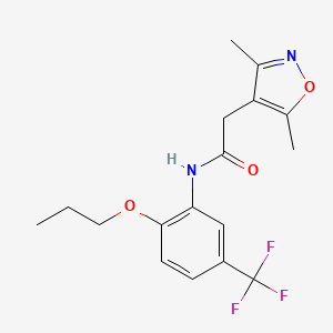 molecular formula C17H19F3N2O3 B7461192 2-(3,5-dimethyl-1,2-oxazol-4-yl)-N-[2-propoxy-5-(trifluoromethyl)phenyl]acetamide 