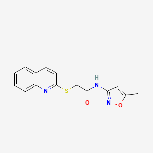 molecular formula C17H17N3O2S B7461315 N-(5-methyl-1,2-oxazol-3-yl)-2-(4-methylquinolin-2-yl)sulfanylpropanamide 