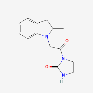 molecular formula C14H17N3O2 B7461382 1-[2-(2-Methyl-2,3-dihydroindol-1-yl)acetyl]imidazolidin-2-one 